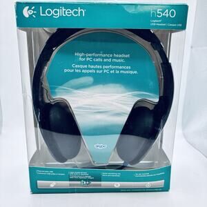 Logitech H540 USB Computer Headset Sound Noise Canceling New In Open Box.